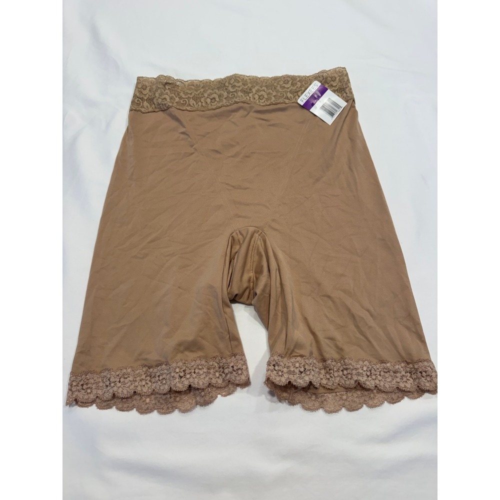 Flexees Maidenform Shapewear Thigh‎ Slimmer Lace Trim Sz 2XL Tan NWT 405 291